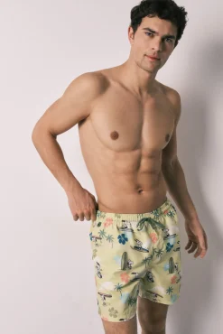 Fato de banho de homem estampado tropical Snoopy