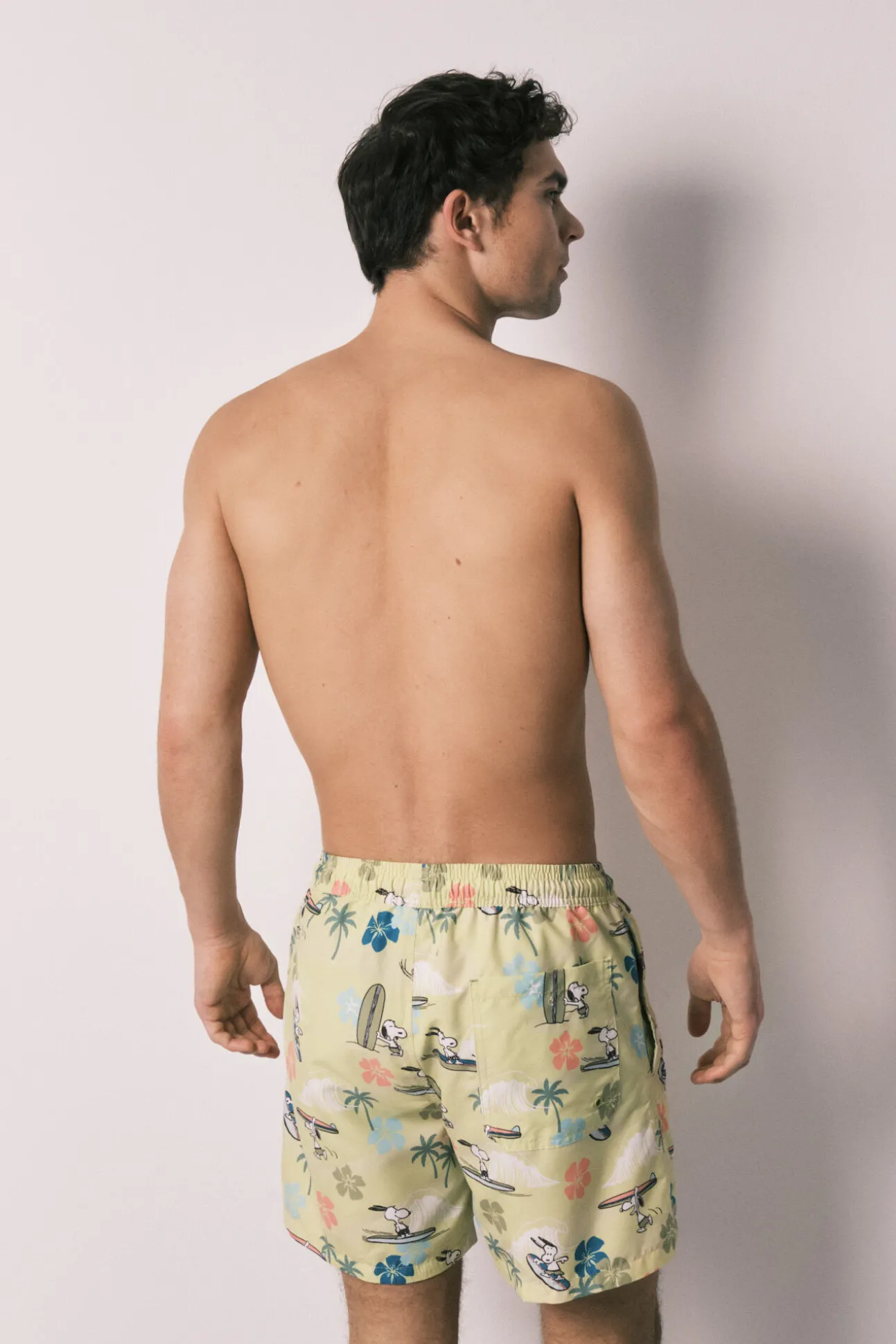 Fato de banho de homem estampado tropical Snoopy