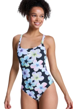 Fato de banho estampado flores e bolinhas
