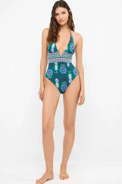 Fato de banho halter sem aro estampado