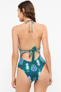 Fato de banho halter sem aro estampado