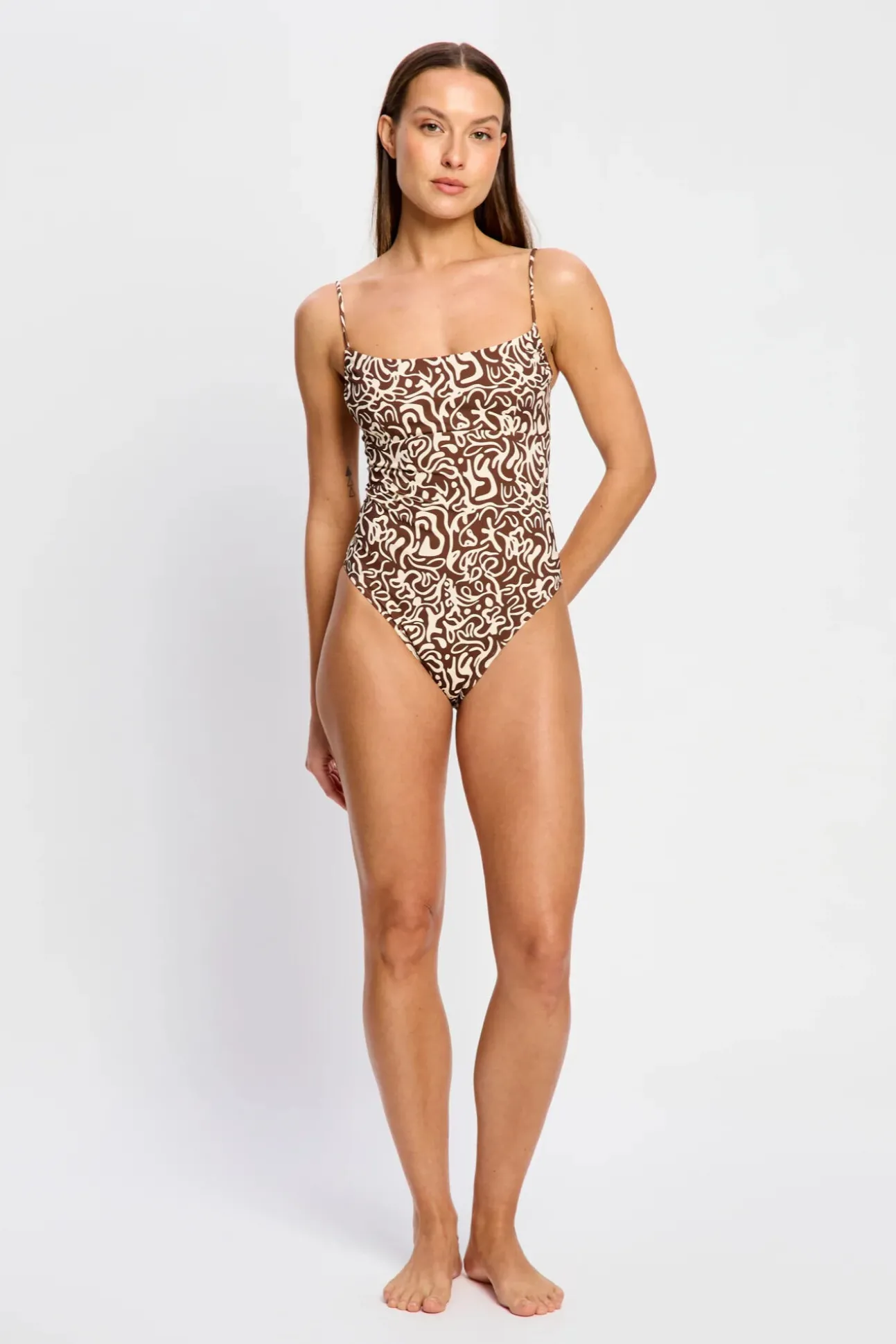 Fato de banho menstrual de costas cruzadas de fluxo moderado Sea Swirl