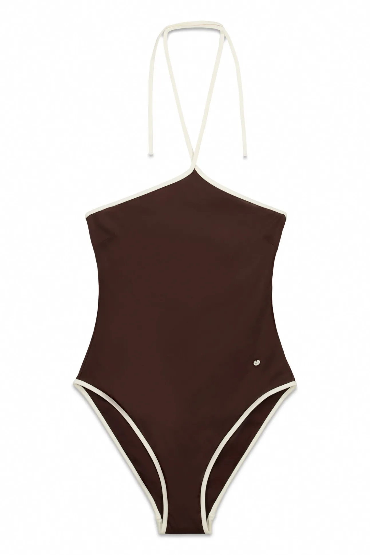 Fato de banho modelador halter castanho