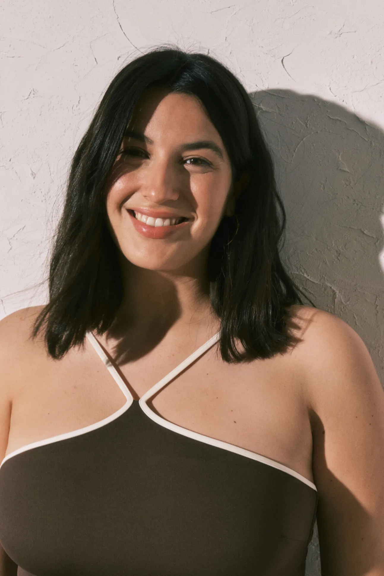 Fato de banho modelador halter castanho