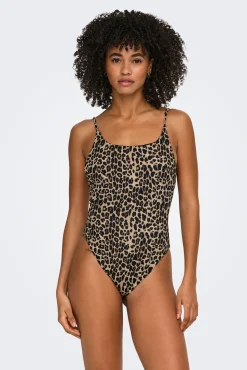 Fato de banho sem aros estampado leopardo