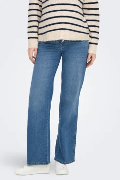 Jeans de maternidade perna larga