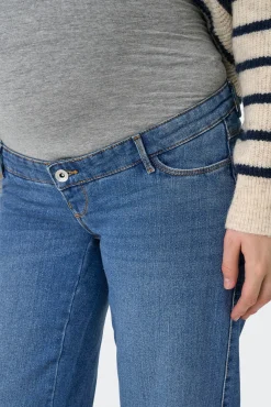 Jeans de maternidade perna larga