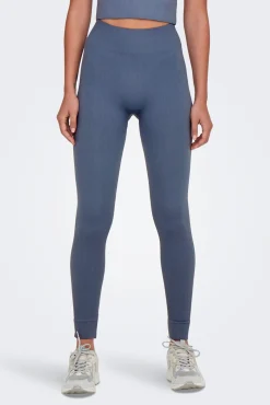 Legging canelada azul sem costura