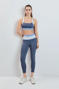 Legging curta 4D STRETCH color block azul