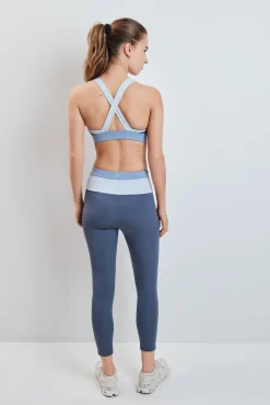 Legging curta 4D STRETCH color block azul