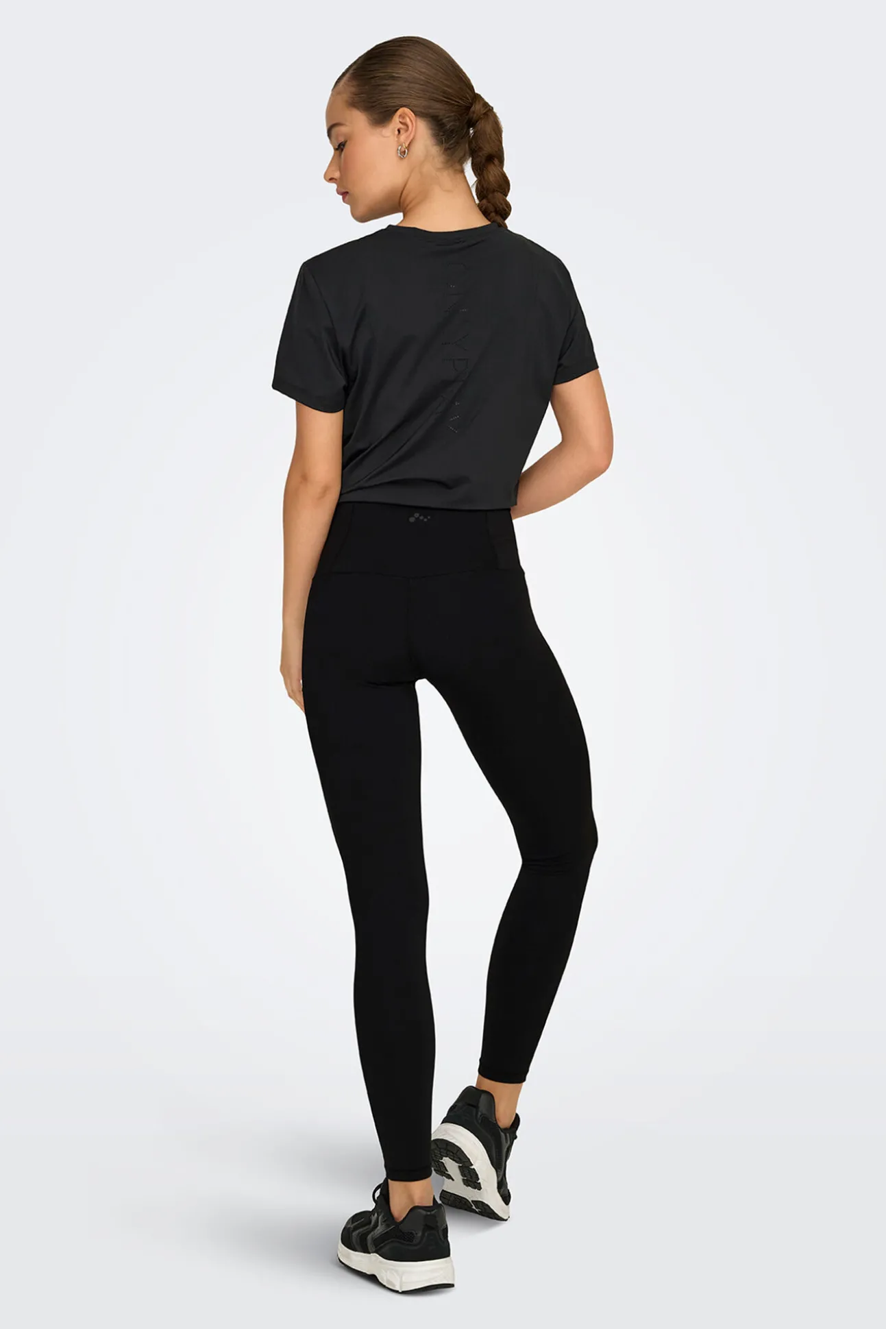 Legging desportivo ao tornozelo cintura alta com bolso