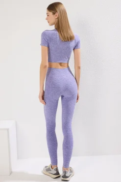 Legging desportivo comprido cintura alta mesclado