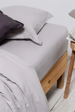 Lençol de baixo de linho algodão. Cama 150-160 cm.