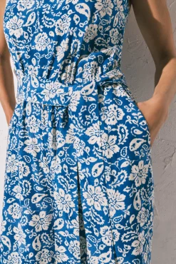 Macacão comprido de alças estampado boho