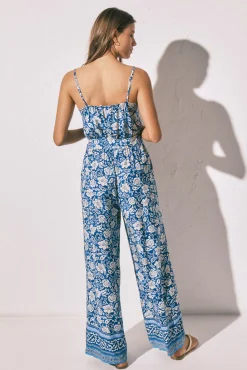 Macacão comprido de alças estampado boho