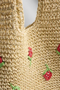Mala shopper de palha de papel para praia