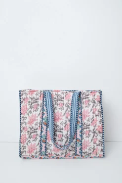 Mala tote bag de praia estampada com flores
