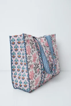 Mala tote bag de praia estampada com flores
