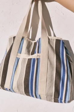 Mala tote bag de praia estampada às riscas