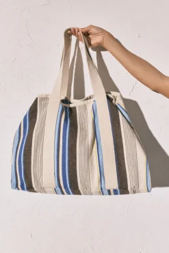 Mala tote bag de praia estampada às riscas