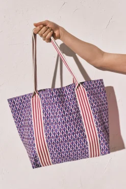 Mala tote bag de praia estampada às riscas