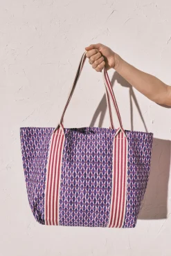Mala tote bag de praia estampada às riscas