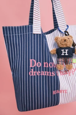 Mala tote bag estampada riscas azul