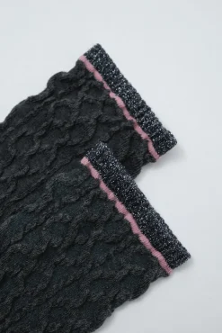 Meias compridas textura lurex cinza