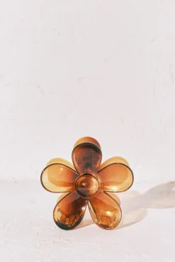 Mola de cabelo em forma de flor marrom