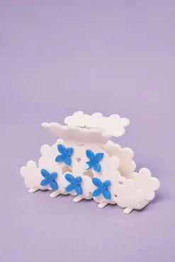 Mola de cabelo mini flores azuis