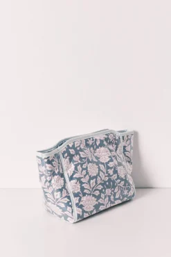 Nécessaire médio estampado floral azul