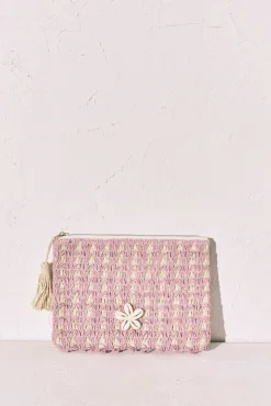 Nécessaire pequeno em ráfia multicolor