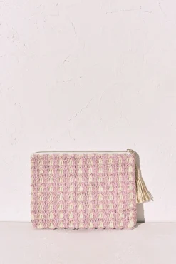 Nécessaire pequeno em ráfia multicolor