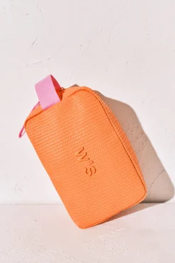 Necessaire emborrachado textura ráfia azul