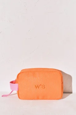 Necessaire emborrachado textura ráfia azul