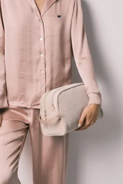 Necessaire grande com fecho-éclair duplo bege