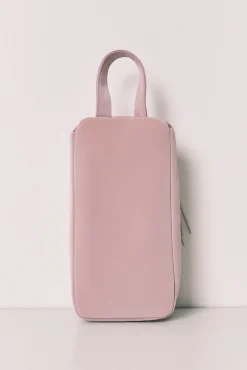 Necessaire média com fecho-éclair e alça rosa