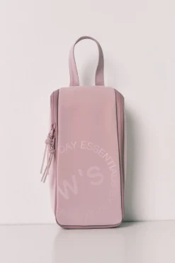 Necessaire média com fecho-éclair e alça rosa