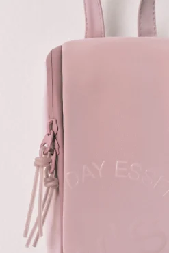 Necessaire média com fecho-éclair e alça rosa