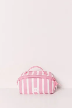 Necessaire média de riscas rosa