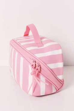 Necessaire média de riscas rosa