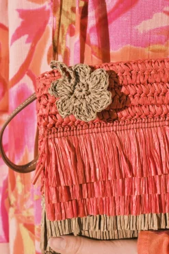Necessaire média em ráfia bicolor