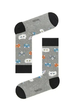 Organic cotton knee-high socks with cats