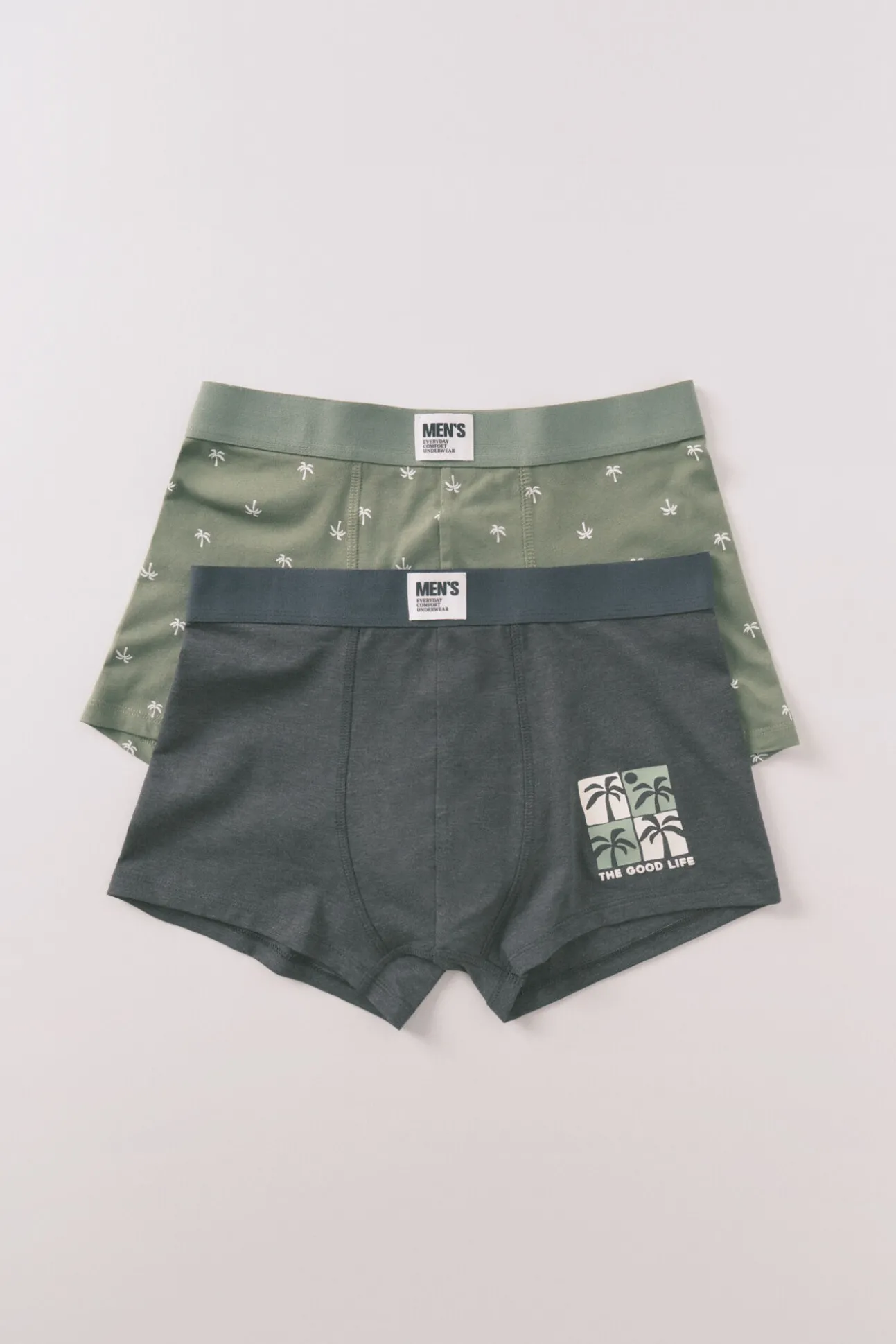 Pack de 2 cuecas boxers estampado de palmeiras em algodão