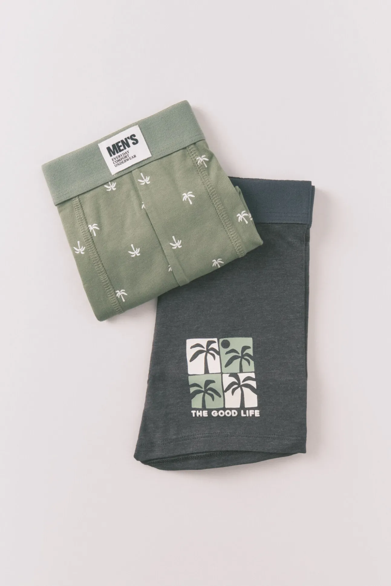Pack de 2 cuecas boxers estampado de palmeiras em algodão