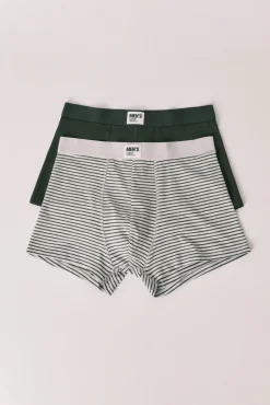 Pack 2 cuecas boxer verde e riscas
