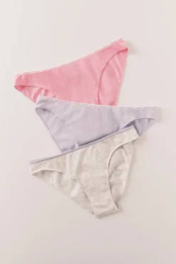 Pack 3 cuecas clássicas em algodão rosa, cinzento e azul