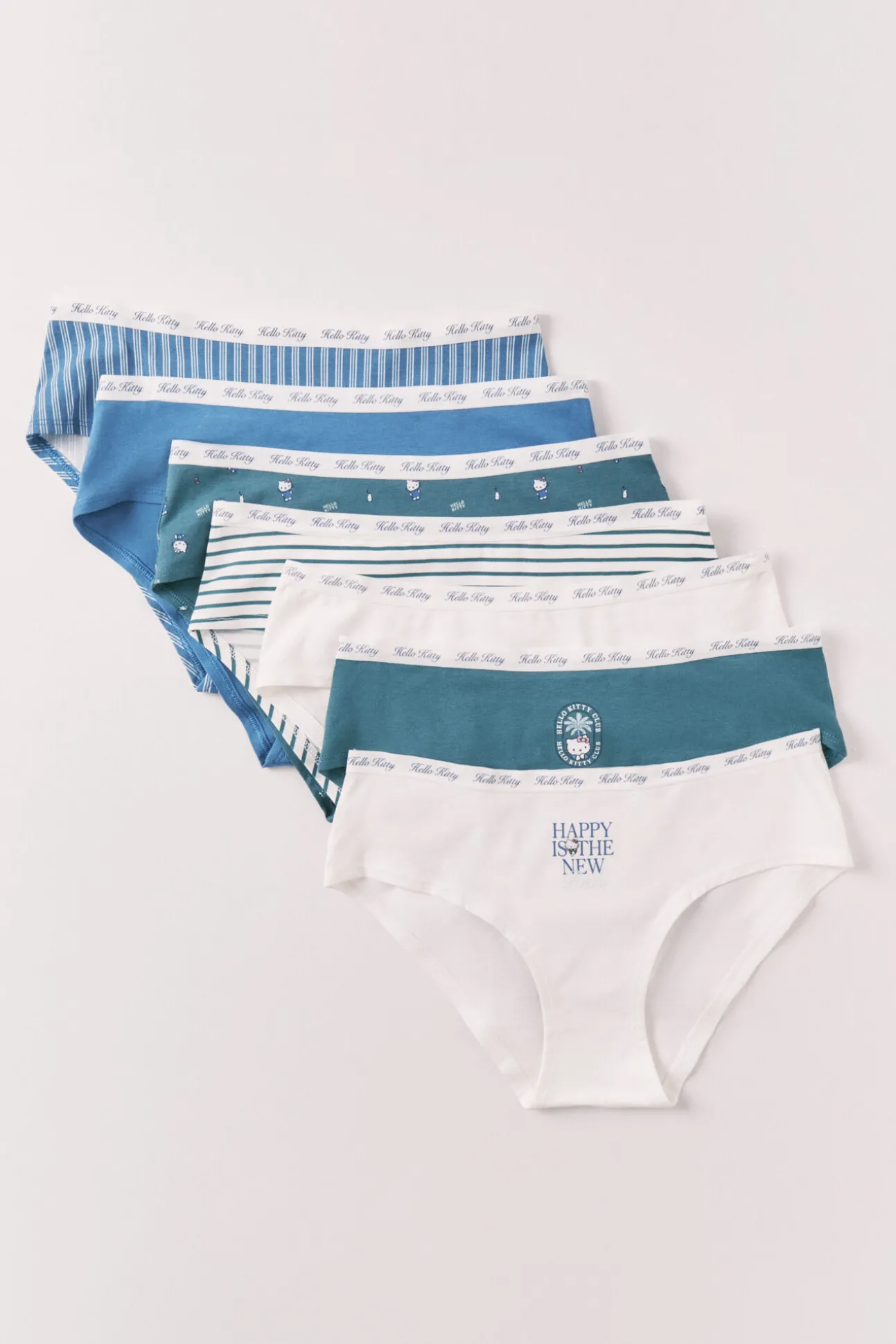 Pack de 7 cuecas culotte estampado Hello Kitty em algodão