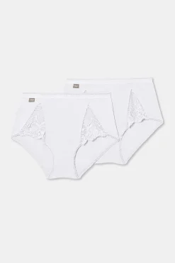 Pack de 2 cuecas de algodão stretch com cintura alta e renda