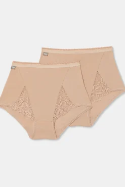 Pack de 2 cuecas maxi stretch de algodão com renda